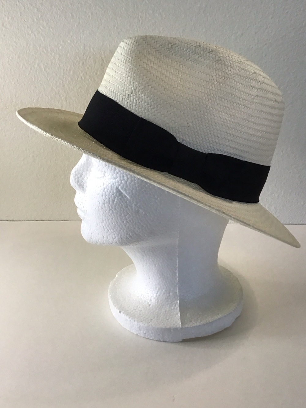 Madewell White Straw Fedora with Black Band
